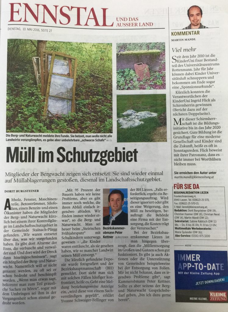 kleine-zeitung-muell-im-schutzgebiet-stainach-berg-und-naturwacht-liezen